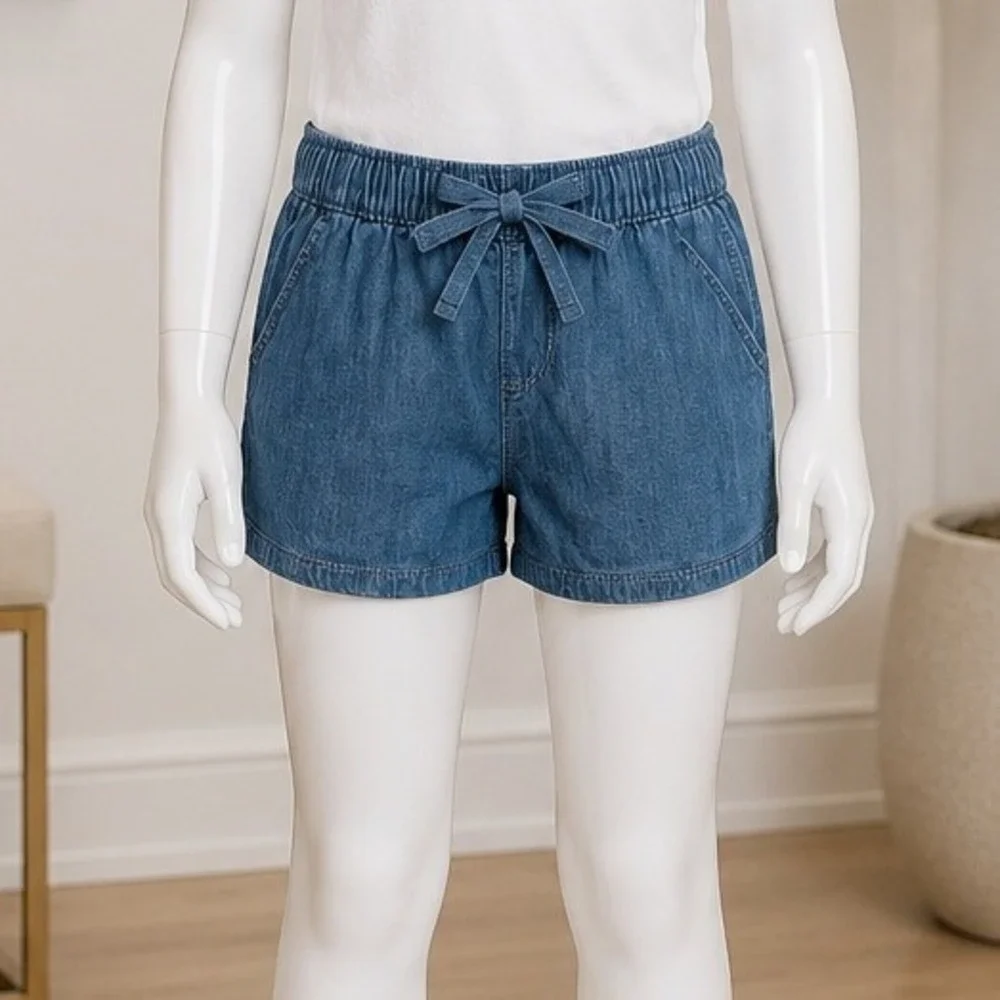 The Children's Place Girls Shorts Poppie Wash Blue Chambray Cotton 6X/7